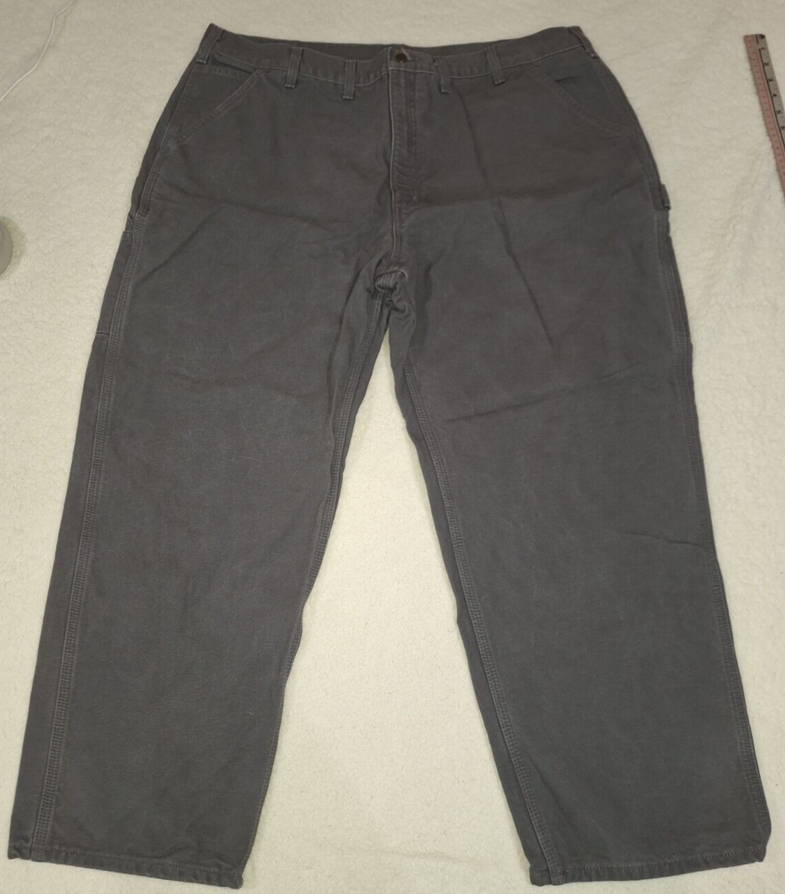 Carhartt Flannel Blanket Lined Carpenter Duck Pants Size 44x30 Gray EXCELLENT