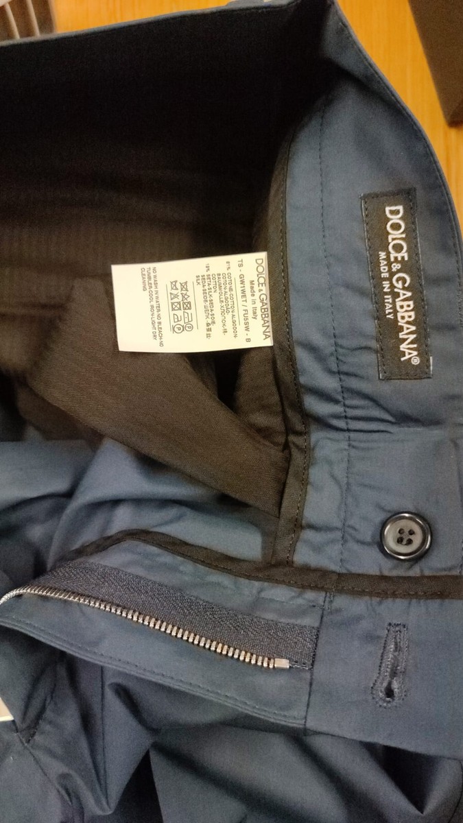 DOLCE & GABBANA Pants Blue Cotton Silk Trousers Chinos IT52 DOLCE & GABBANA Pants Blue Cotton Silk Trousers Chinos IT52