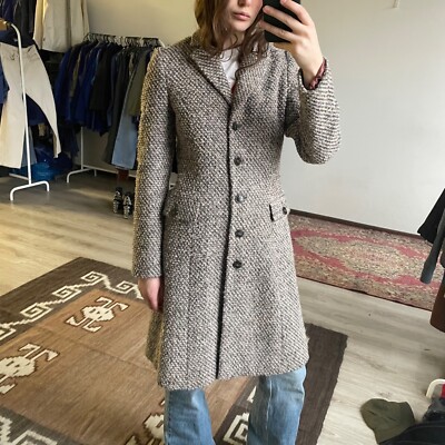 Love Moschino Women's Wool Blend Woven Pink Coat Size US