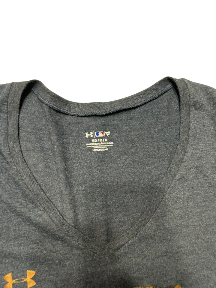 MLB Milwaukee Brewers Under Armour Heatgear Vneck Loose T-shirt Women’s Medium M - Image 4 of 4