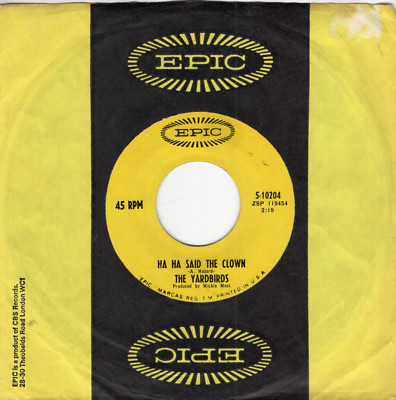THE YARDBIRDS ~ Ha Ha Said The Clown ~ 1967 US Epic label 2-trk 7'' vinyl single