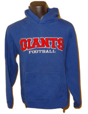 NY Giants NFL Brand Boys Large 12-14 Blue Hoodie Sweatshirt w/ Stitched Logos
