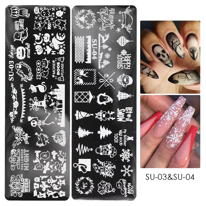 Buy 2pcs Floral Animal Unicorn Series Nail Stamping Template Plants Nail  Stamping Plates Cute Cat Panda Fox Manicure Nail Art Image Plate Flowers  Nail Art Print Stencil Online at Low Prices in