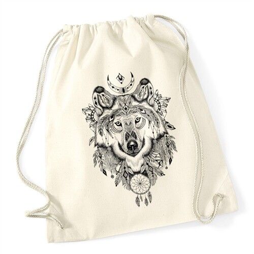 Bolsa de gimnasia Wolf patrón azteca Boho Aztec bohemian hipster bolsa Autiga® - Imagen 5 de 10
