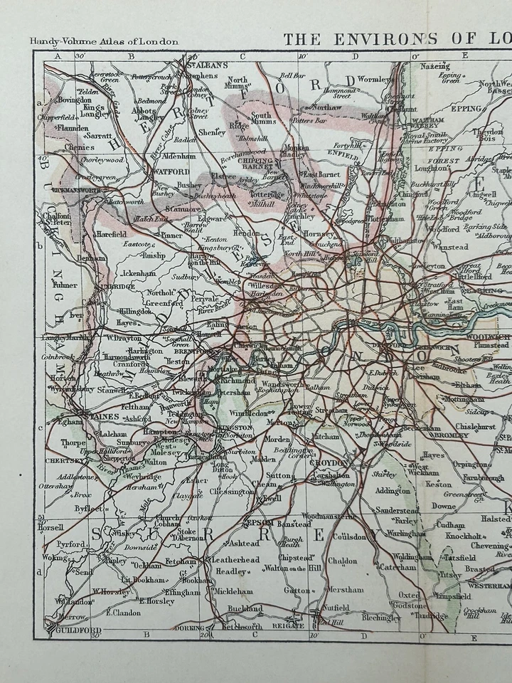 1900 Environs Of London Antique London Street Plan by George Philip - Image 2 of 3