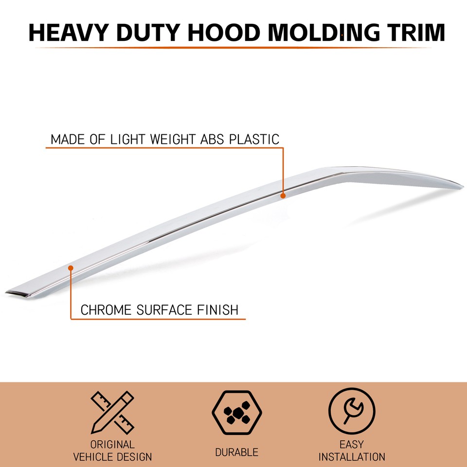 Parts Galaxy New Hood Molding Trim Moulding Chrome For - View #5