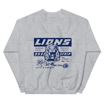 Lions Drag Strip Classic Sweatshirt Retro Street Racing Back Print Sweatshirt