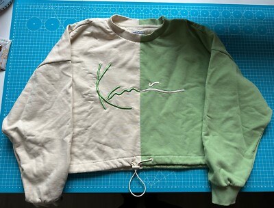 Karl Kani Damen Cropped Hoodie Grün Colorblock Größe S