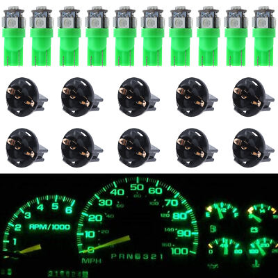 10X Green T10 194 LED Bulbs for Instrument Gauge Cluster Dash Light W