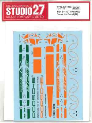 STUDIO27 DECAL 1/24 DC1256 Porsche 911 GT3 RS 992 Dress Up Decal