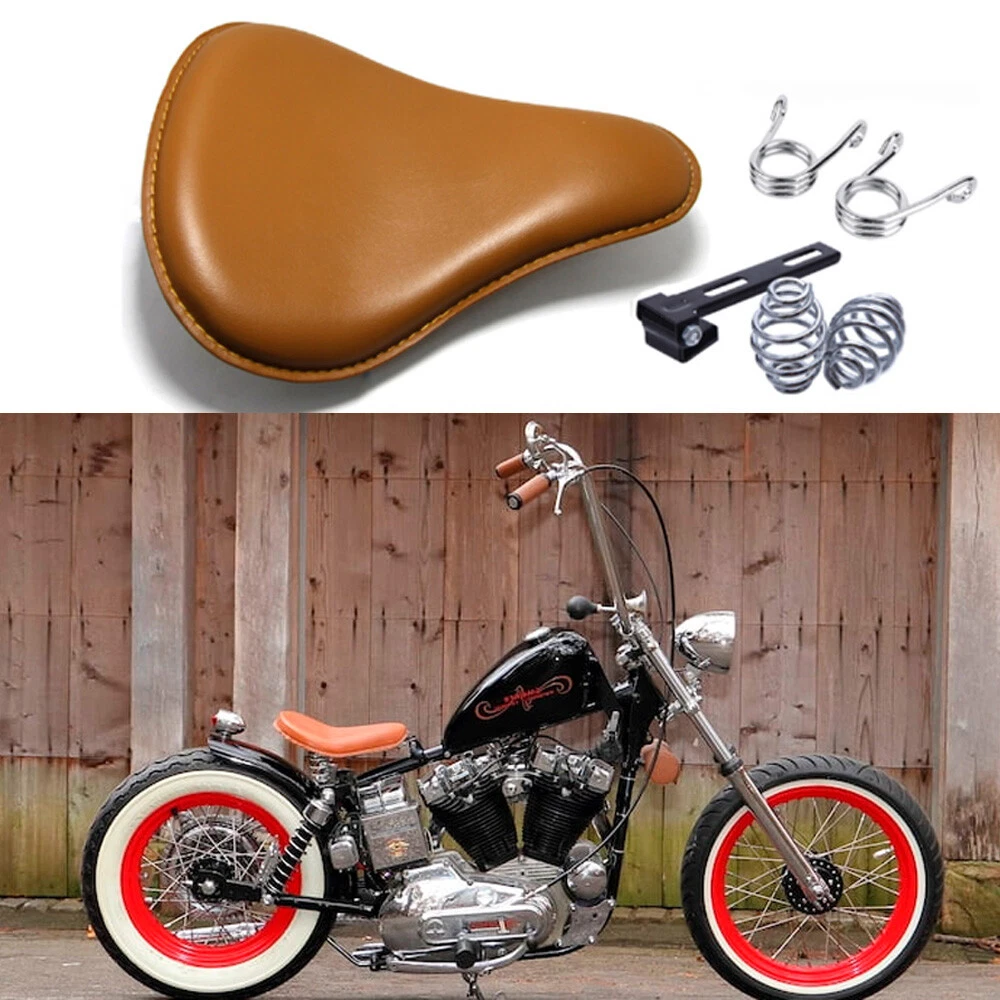 For Harley Davidson Sportster Bobber Chopper Motorcycle Spring Solo Seat  Brown