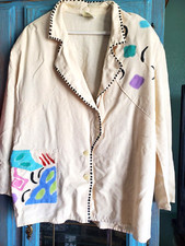 Vintage Silk Designer Valerie Lynn Jacket Hand Painted Abstract Hand Painted