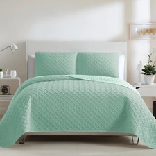 3 Piece Quilted Embossed Bedspread Bed Cover Throws Cosy Double King Bedding Set