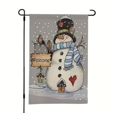 Winter Welcome Garden Flag, Decorated Snowman, 12x18", Polyester