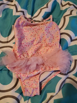 Little girls pink Tutu 1 piece swimsuit 