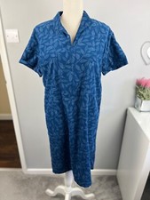 SEASALT CORNWALL Cordoroy Blue Floral Oil Paint Short Sleeve Dress Size 8