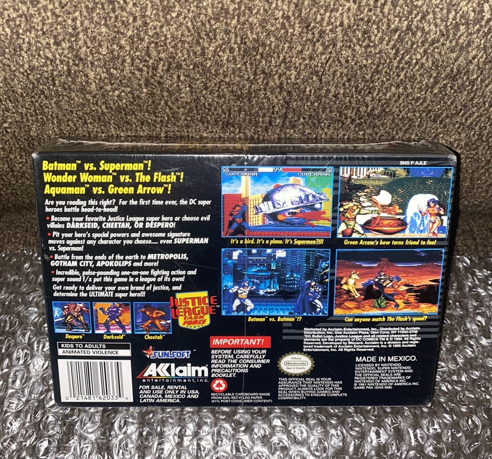 Justice League Task Force NEW SEALED! RARE SNES V-SEAM DC CLASSIC Super Nintendo - Image 2 of 4