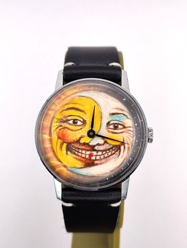 Piece Unique Vintage Watch Pobeda Artwork Day Night 2602 Soviet Men Leather