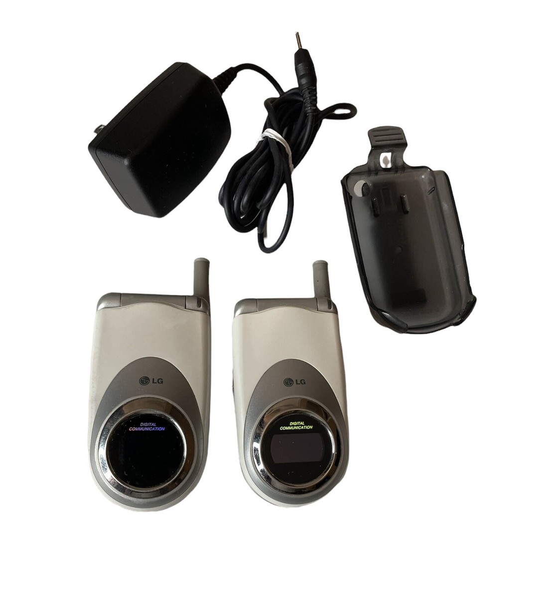 LG Flip Phone Cell Set Of 2 With Charging Adaptor Belt Clip 3G