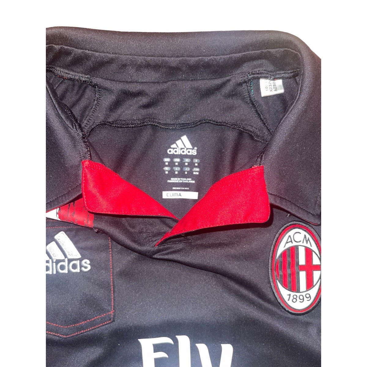 adidas　AC MILAN　ロゴプリント　三本ライン　ゲームシャツ adidas ACミラン 12/13 シーズン ユニフォーム/ゲームシャツ M