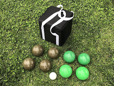 Unique Bocce Sets - 107mm with Brown and Green Balls