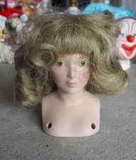 Vintage 1983 Porcelain Blonde Girl Doll Head and Shoulders 3 1/2" Tall