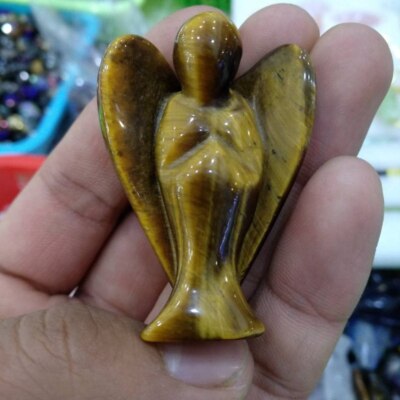 Natural Tiger's Eye Stone Angel Crystal Carved Quartz Healing Energy Decor Gift