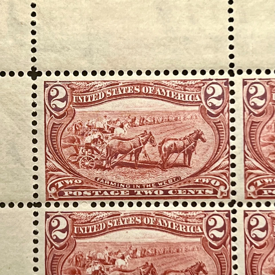 1898 US #286 – Top Corner BLOCK of (4) W/ Selvage, Trans Mississippi – M, OG, NH - Image 2 of 4