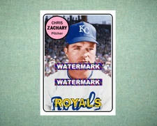 Chris Zachary Kansas City Royals 1969 Style Custom Baseball Art Card