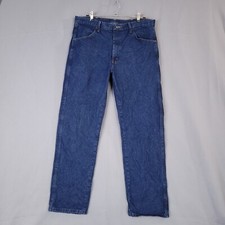 Rustler Men's Denim Pants Mid Rise Regular Fit Straight Blue Size 36 x 32