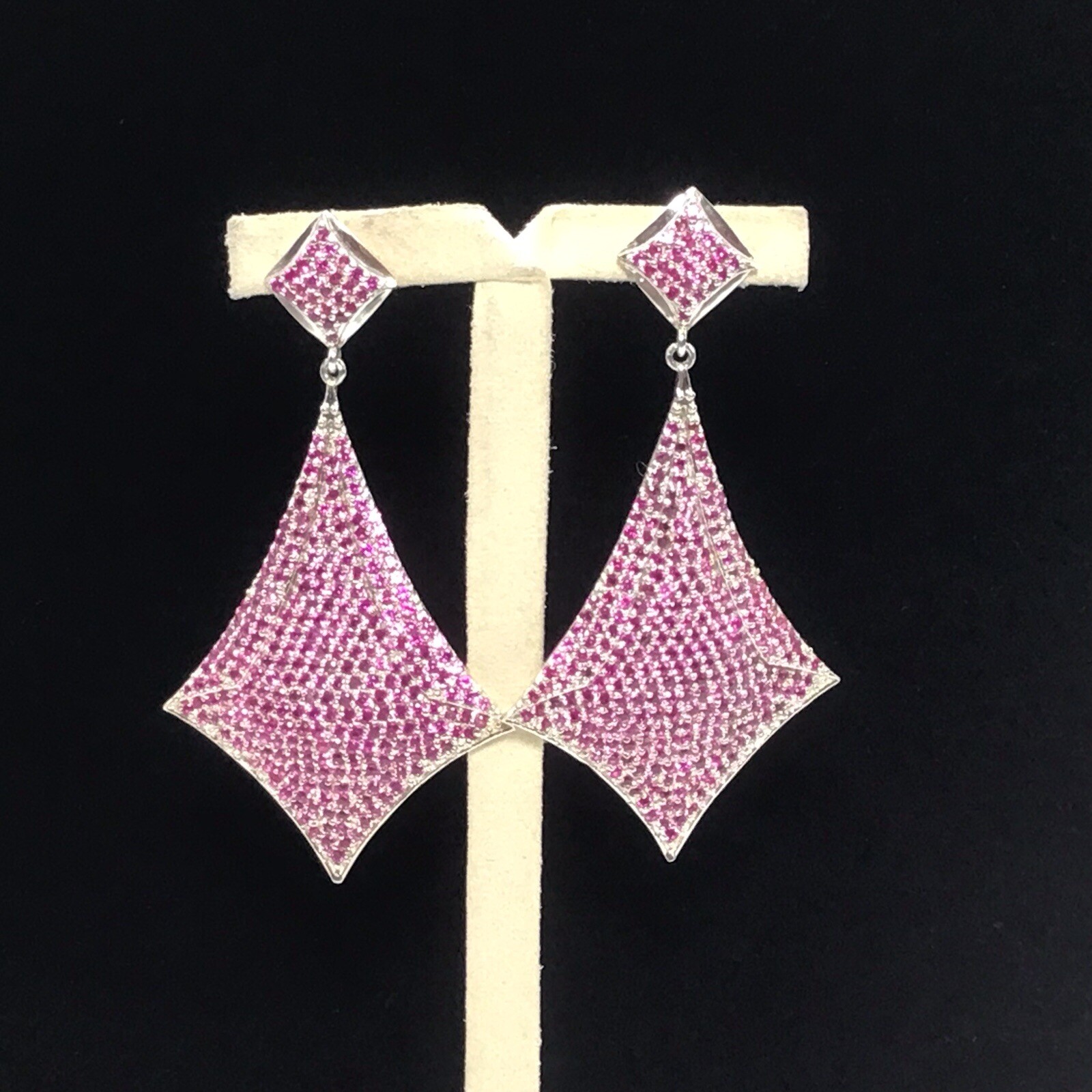 Sterling Silver Large Dangle Ruby  Earrings 2.5” - image 1