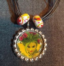 Elena of Avalor Villain Marimonda Ribbon Bottle Cap Bling Charm Beads Necklace