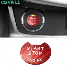For Nissan Murano 2015-2021 Red Carbon Fiber One-Click Startup Button Cover Trim