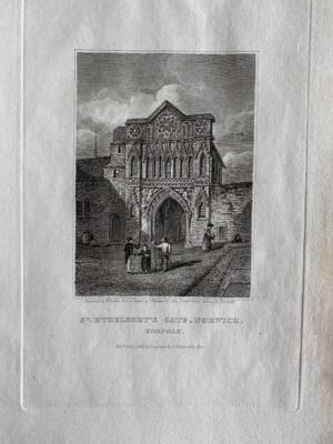 St. ETHELBERT'S GATE NORWICH NORFOLK GRAVURURURURKUNDE GEZEICHNET VON T HIGHAM 1818