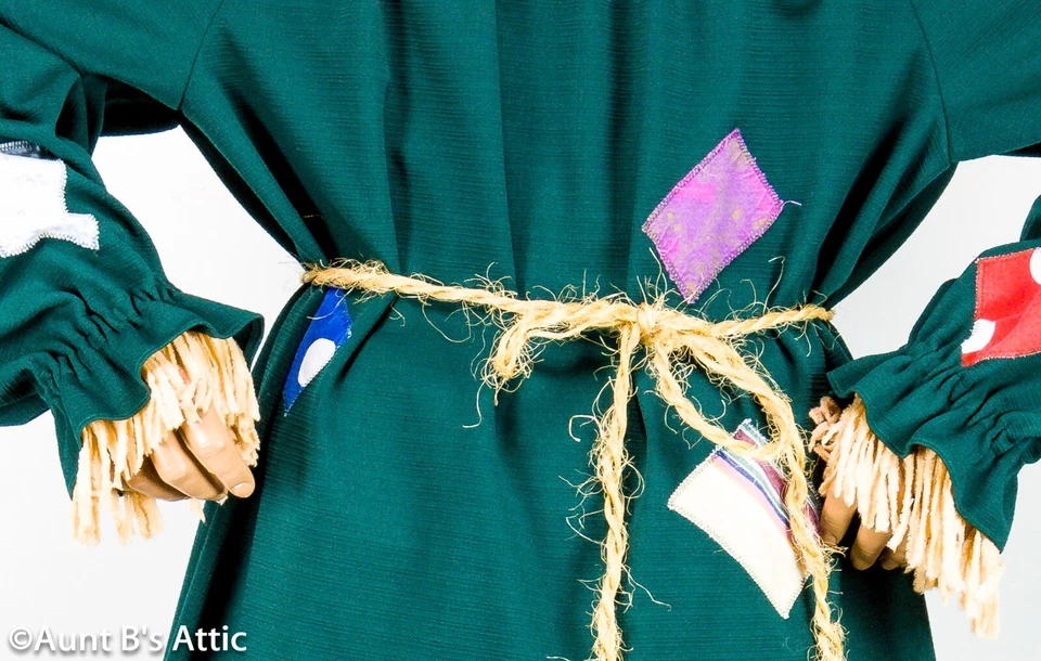 Disfraz de Espantapájaros Adulto Hecho a Mano 5 Piezas Br Pantalones Gr Camisa Cuello Cinturón y Sombrero XL-XXL Foto 4 de 4