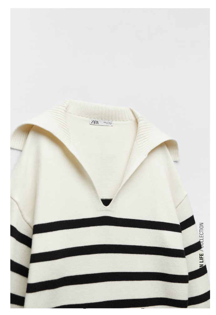 ZARA NEW WOMAN STRIPED KNIT SWEATER ECRU BLUE XS-XL REF. 5536/128 - לטייל  זה לחיות- totravelive