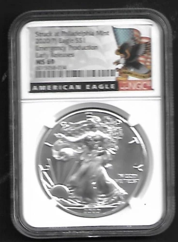 2020 P Silver Eagle NGC MS 69 Early Release - Emergency Production-Eagle & FLag