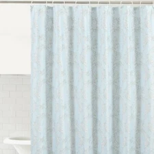 Essential Home Fabric Shower Curtain -    Mod Floral  Spa Blue 72 x 72" 
