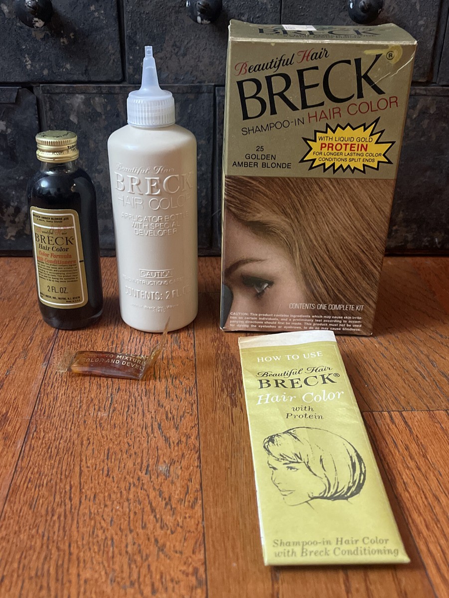 New NOS Vintage Breck Shampoo-In Hair Color Kit Golden Amber