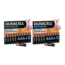 Image of 24x Duracell Optimum AAA 1.5V Alkaline Batteries MX2400 Everyday Use Power
