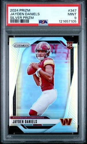 2024 PANINI PRIZM SILVER PRIZM #347 JAYDEN DANIELS ROOKIE RC PSA 9