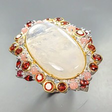 Gemstone 50 ct Natural Moonstone Ring 925 Sterling Silver Size 7 /R449950