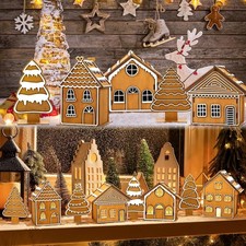 Sumind 8 Pcs 3D Gingerbread House Christmas Tabletop Decorations