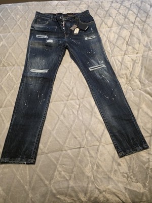 New DSquared2 Denim Blue Jeans Size 52 Made In Italy Button Fly