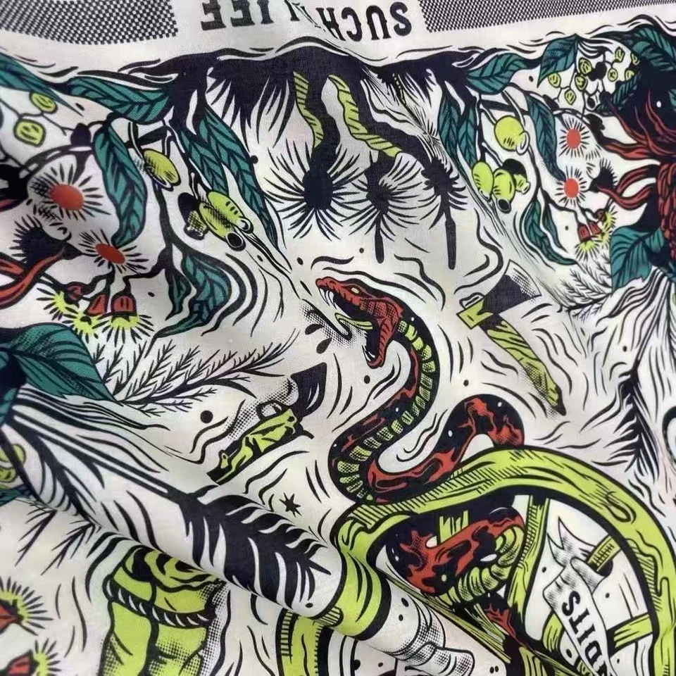 Lenços quadrados série Flower Snake, pano facial de cavaleiro hip-hop, tiaras de hipopótamo - Imagem 2 de 4