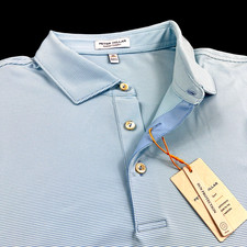 Peter Millar Crown Summer Comfort Performance Stripe Polo Shirt XL Blue Lavender