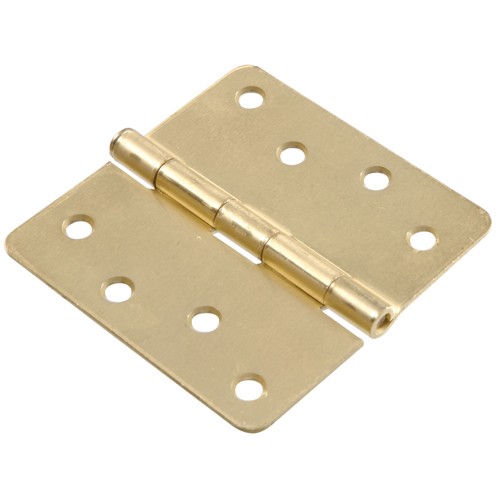 Hillman 1/4" Round Corner Door Hinge Satin Brass (4") 852605