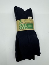 Vintage Kmart 3pk 100 Stretch Nylon Navy Blue Cable Panel Dress Socks 10-13 NOS