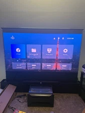 Home theater movie projector with screen