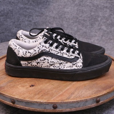 Vans ComfyCush Old Skool Mens Size 10.5 US White Black Skulls Canvas Skate Shoes